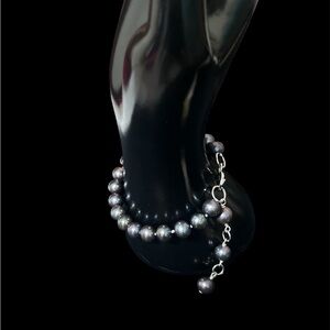 Lustrous Peacock Black Freshwater Pearl Bracelet in 925 Sterling Silver